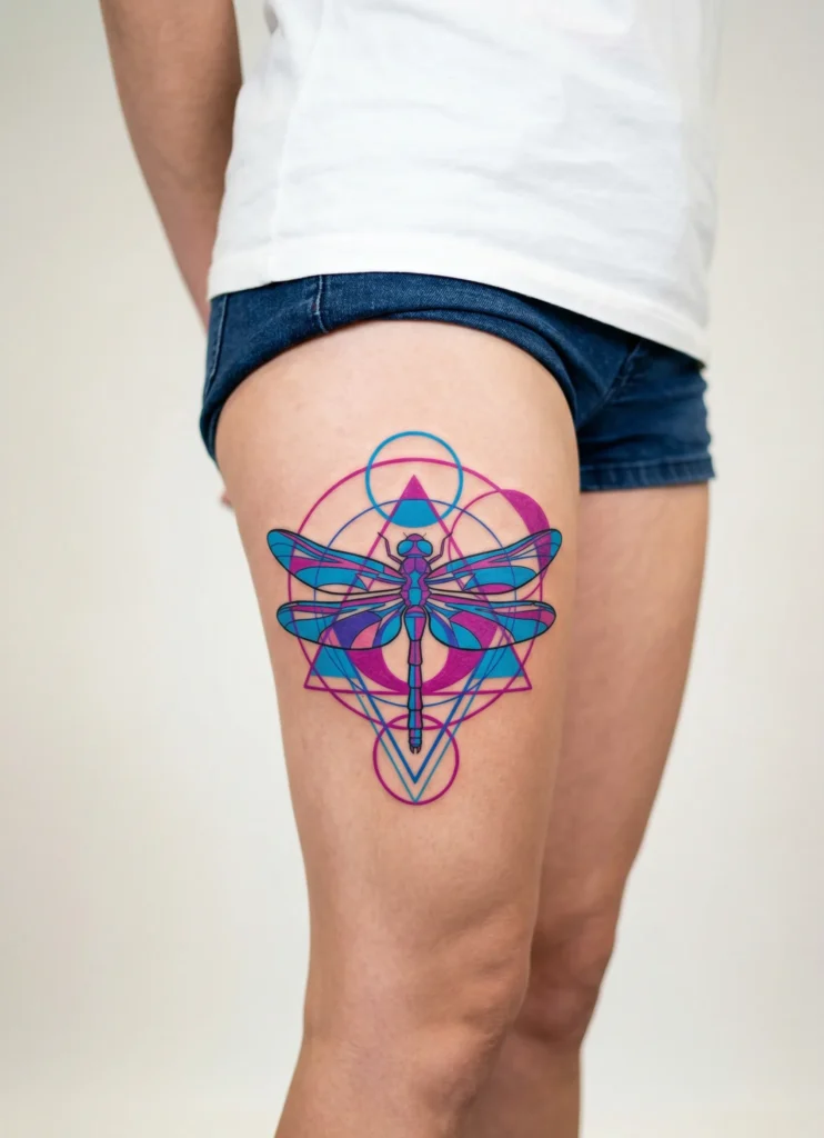 Geometric Dragonfly with Overlapping Shapes