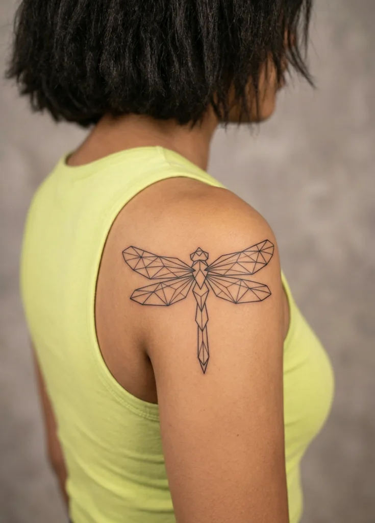 Geometric Dragonfly with Symmetrical Shapes