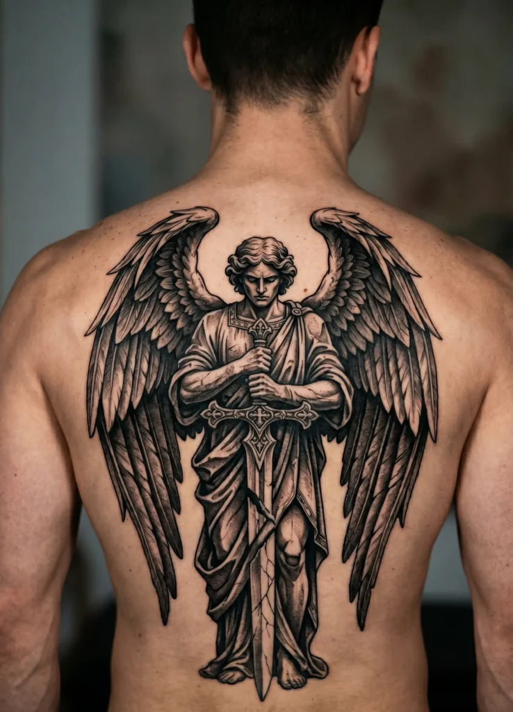 Gothic Angel Holding Broken Sword