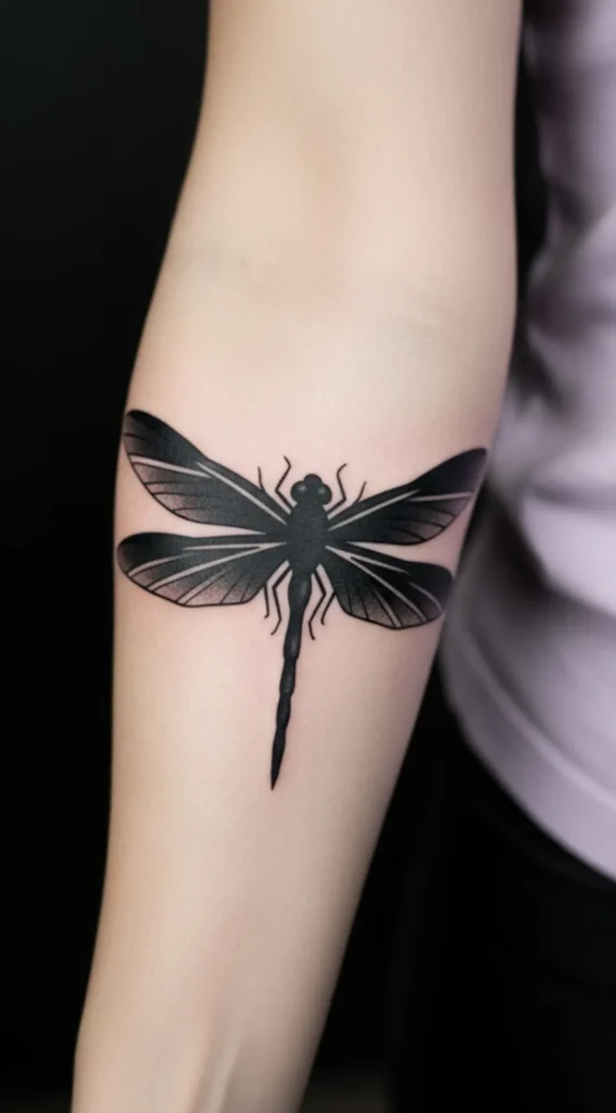 Gothic Dragonfly with Blackwork Shading