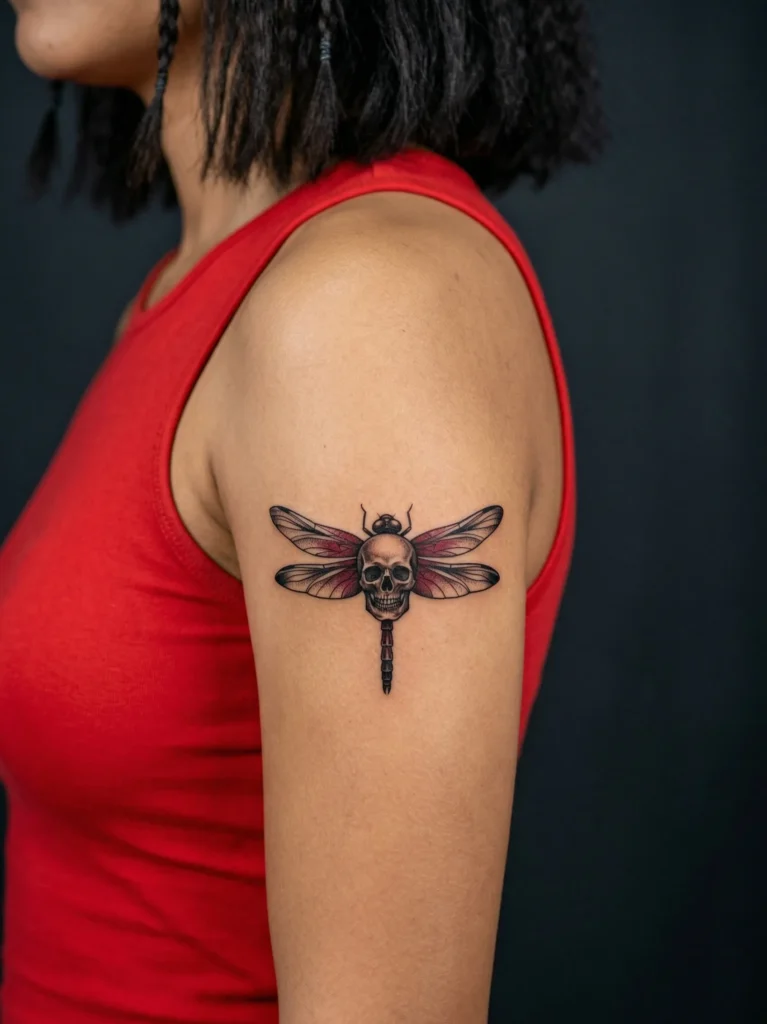 Gothic Dragonfly with Skull Body Design