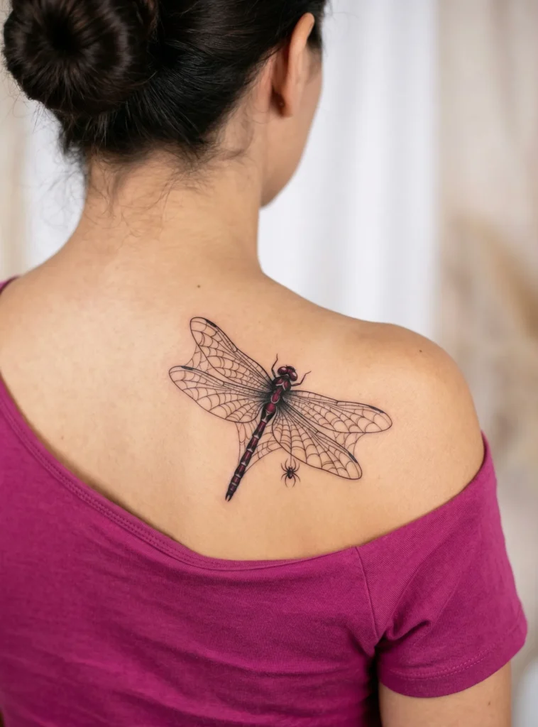 Gothic Dragonfly with Spiderweb Wings