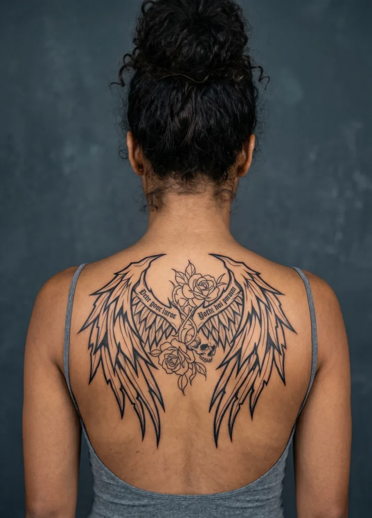 Gothic Style Back Wings Outline