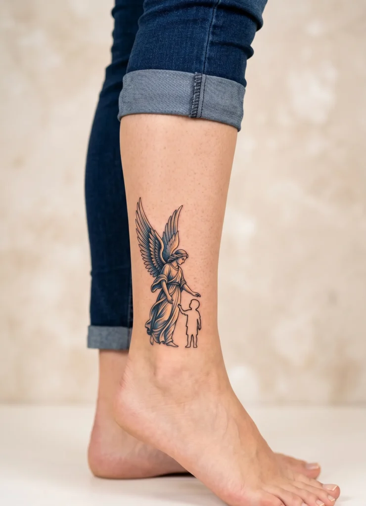 Guardian Angel Watching Over Silhouette Figure