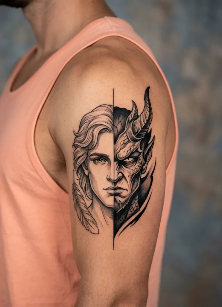 Half Angel Half Demon Face Split