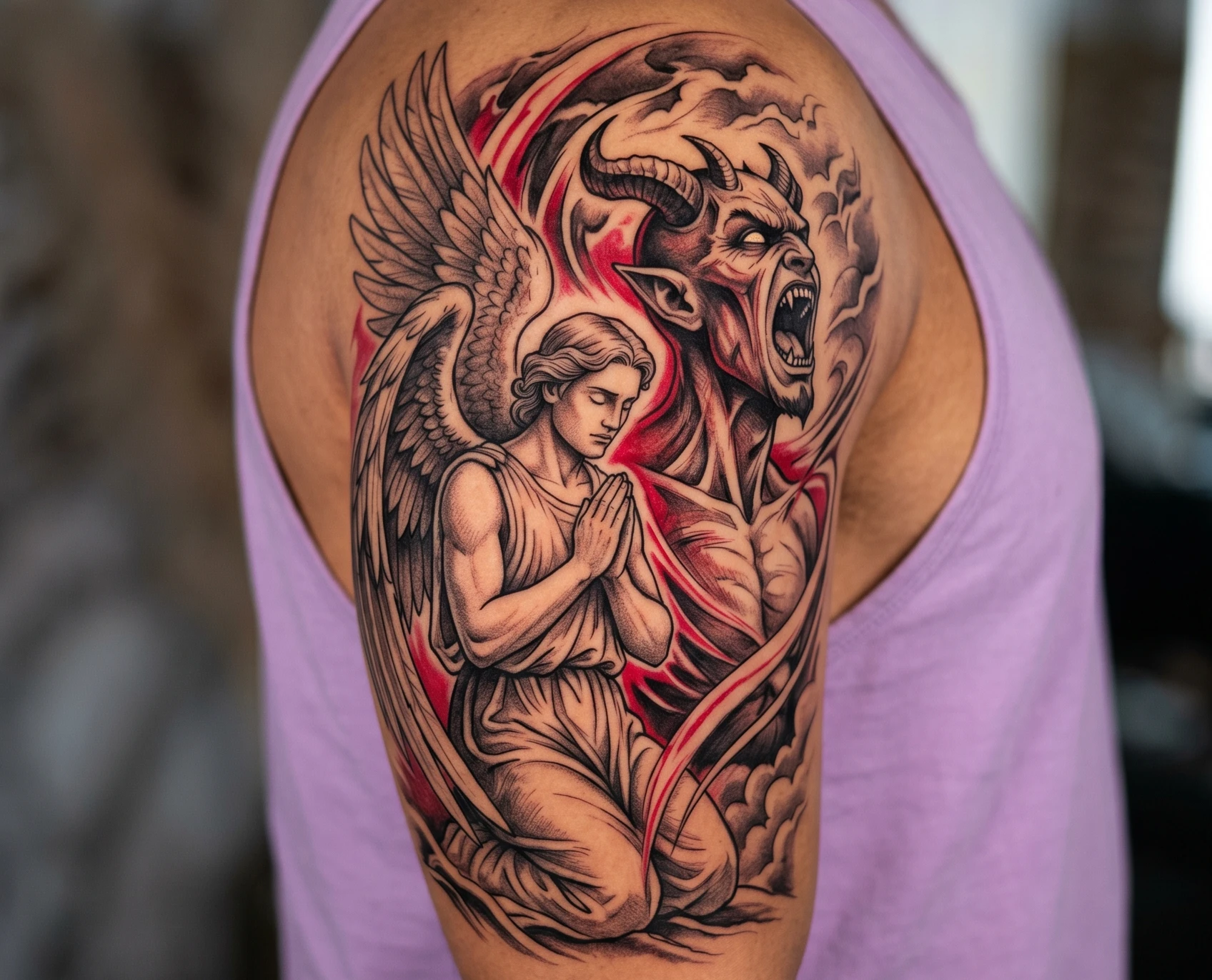 Half Angel Half Demon Tattoo for Men