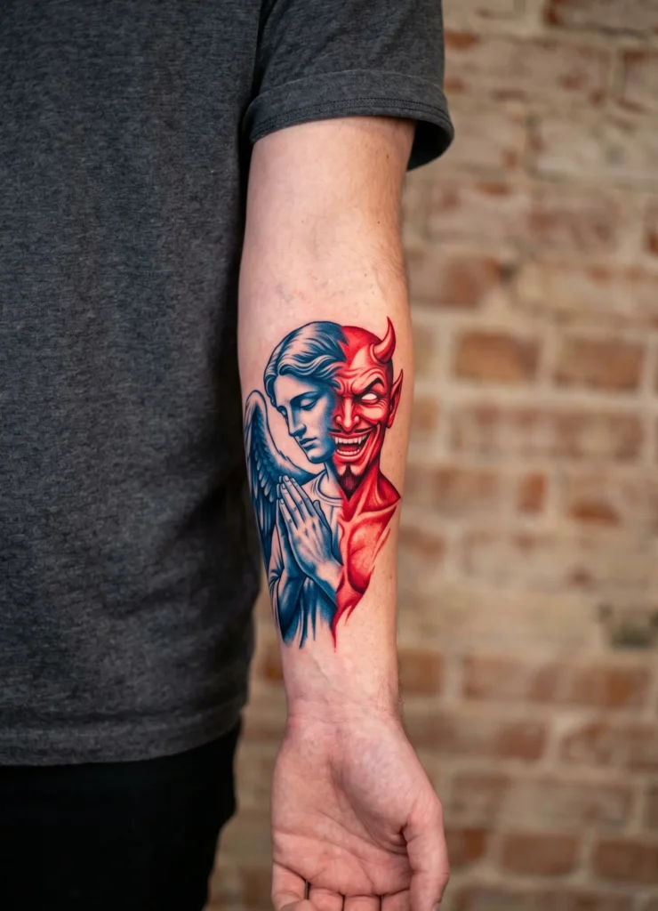 Half Angel Praying Half Demon Laughing