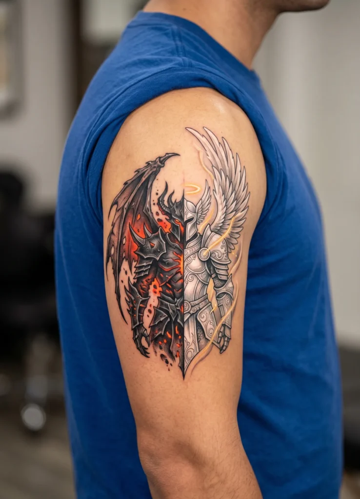 Half Armored Angel Half Hell Warrior 