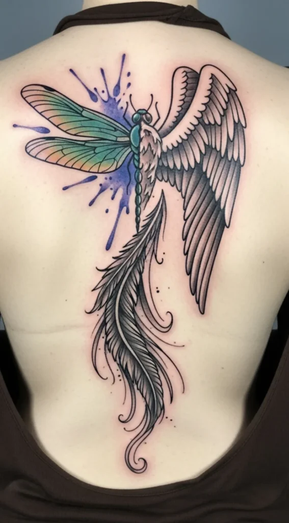 Half Dragonfly, Half Angel with Feathered Tail