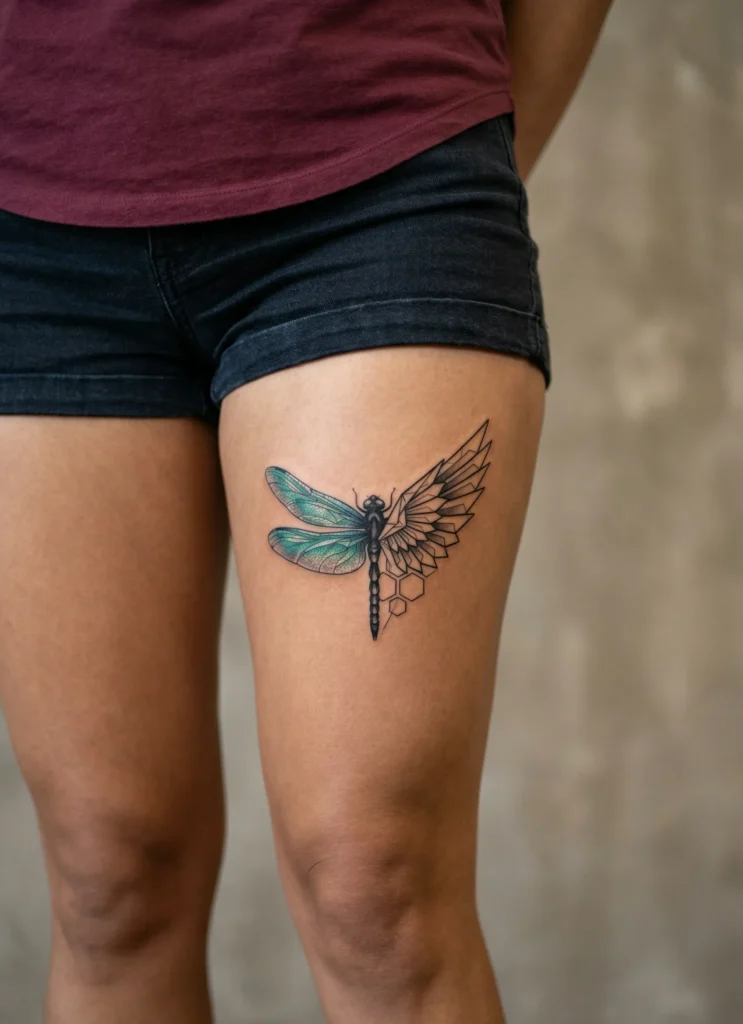 Half Dragonfly, Half Angel with Geometric Wing