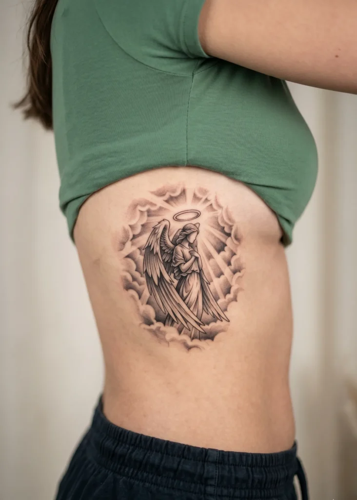  Halo Angel in Glowing Clouds