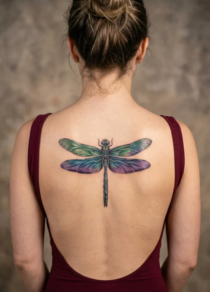 Iridescent Winged Dragonfly Tattoo