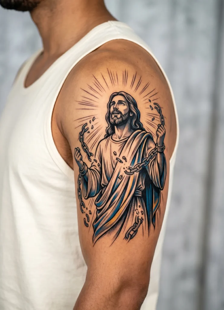 Jesus with Broken Chains Freedom