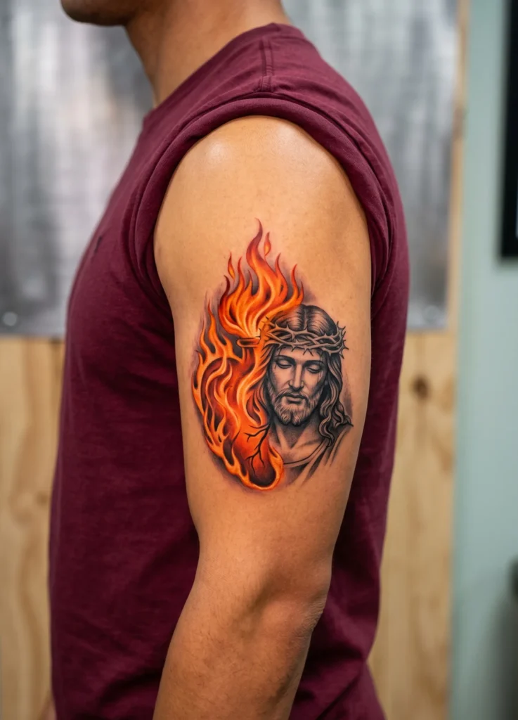 jesus with Flame Heart Glow
