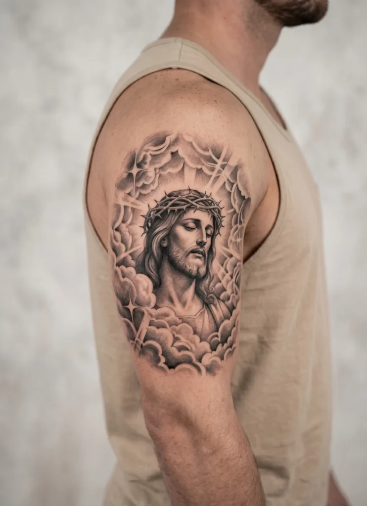 Jesus with Heaven Clouds