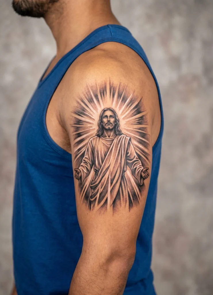 Jesus with Light Aura Burst