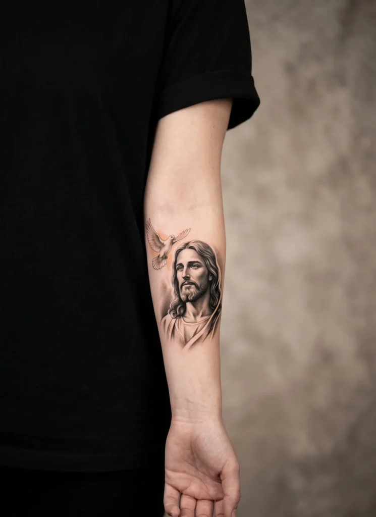 Jesus with Small Dove Nearby