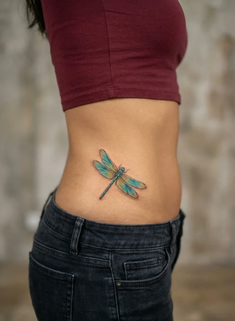 Lifelike Dragonfly on Hip Side