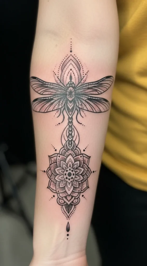 Mandala Dragonfly with Decorative Tail Design