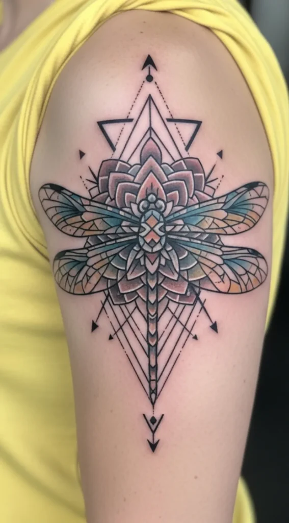 Mandala Dragonfly with Geometric Elements
