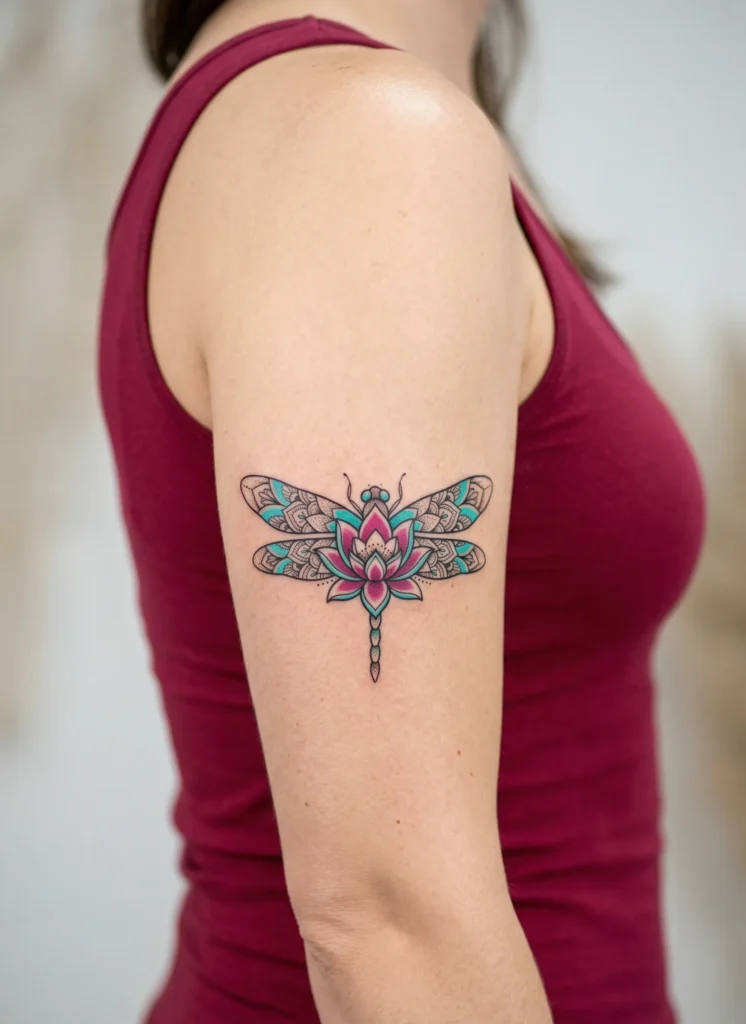 Mandala Dragonfly with Lotus Core Design
