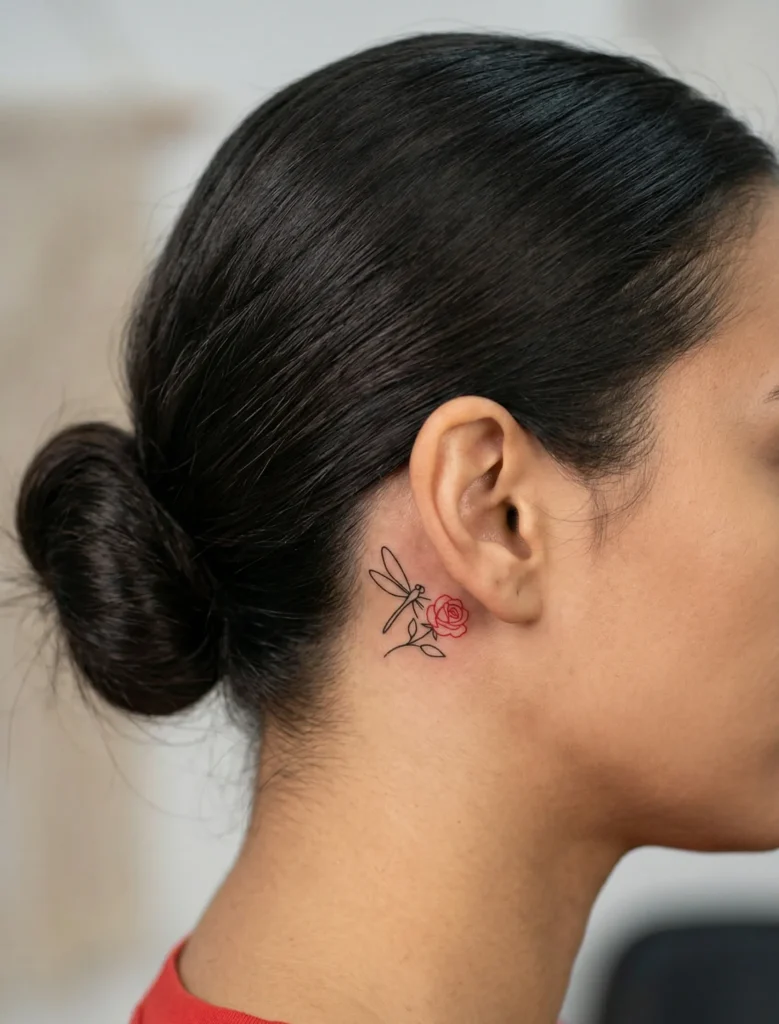 Minimal Dragonfly and Rose