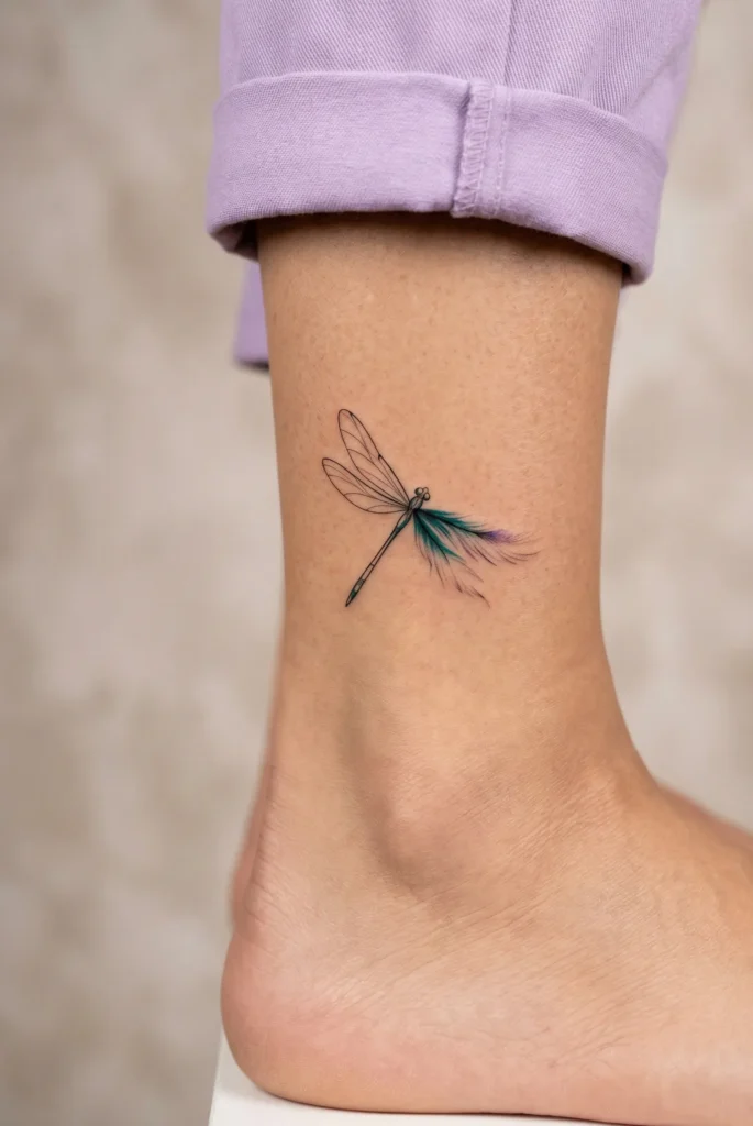 Minimal Dragonfly with Feathered Wings