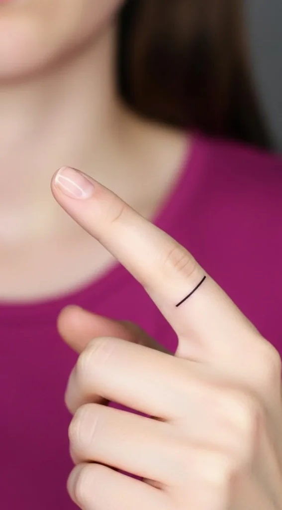 Minimal Fine Line Bar Line on Finger