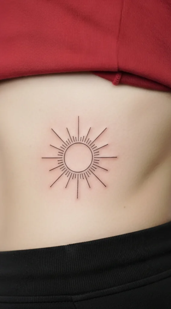 Minimal Fine Line Sun on Side Hip