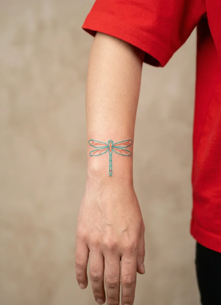 Minimal Geometric Dragonfly Line Design