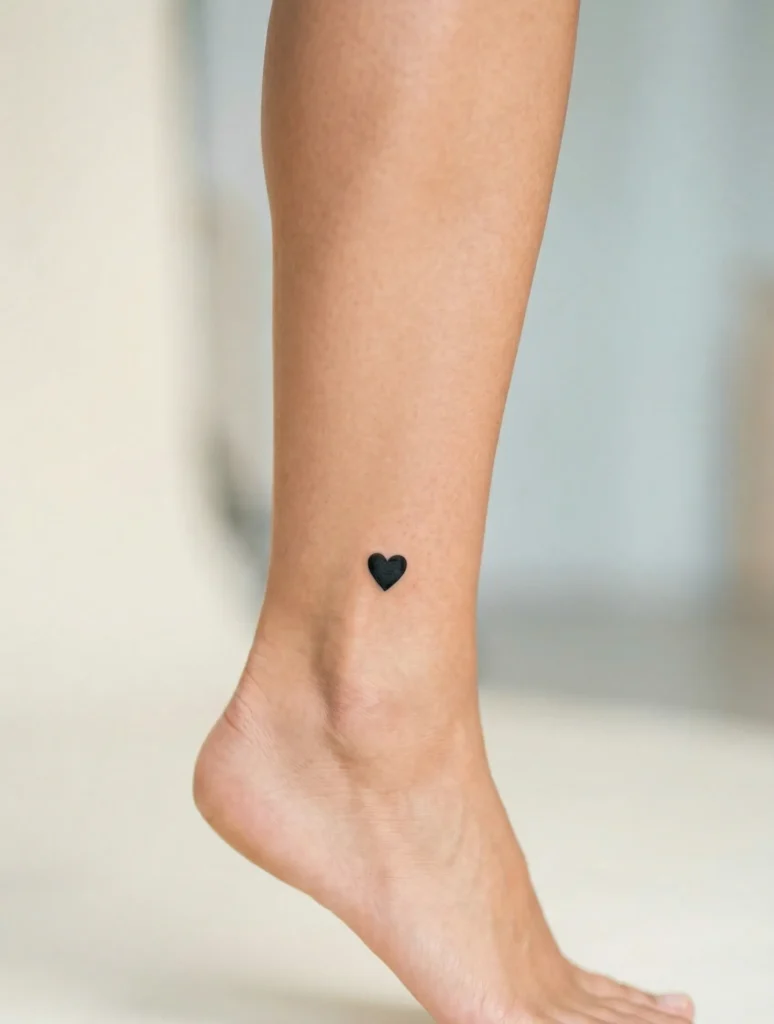 Minimal Heart Hidden Tattoo on Ankle Side