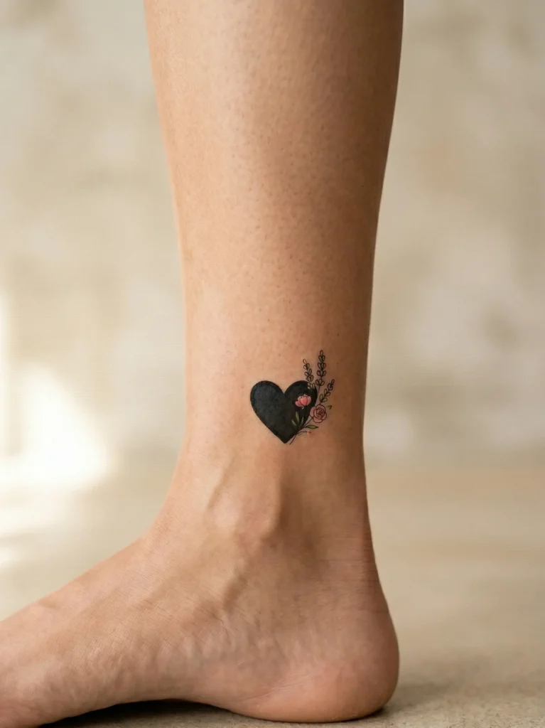 Minimal Heart Hidden Tattoo on Inner Ankle
