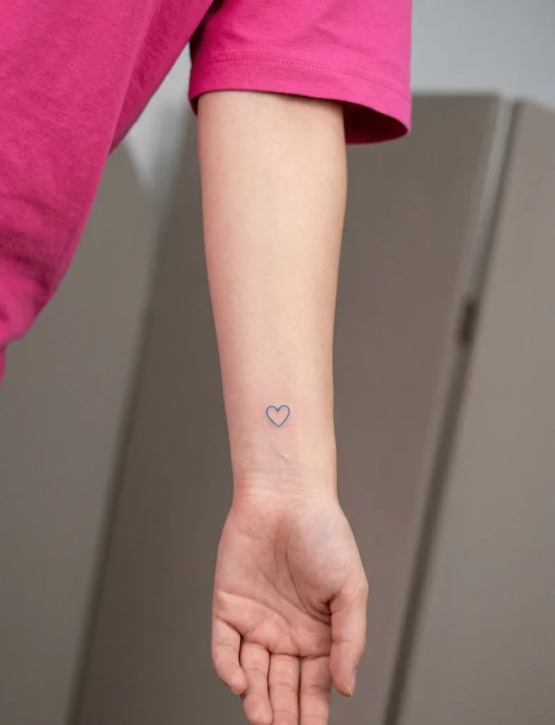 Minimal Heart Hidden Tattoo on Under Wrist