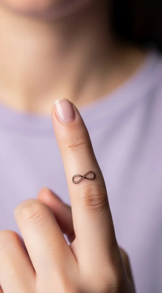Minimal Infinity on Finger Tattoo