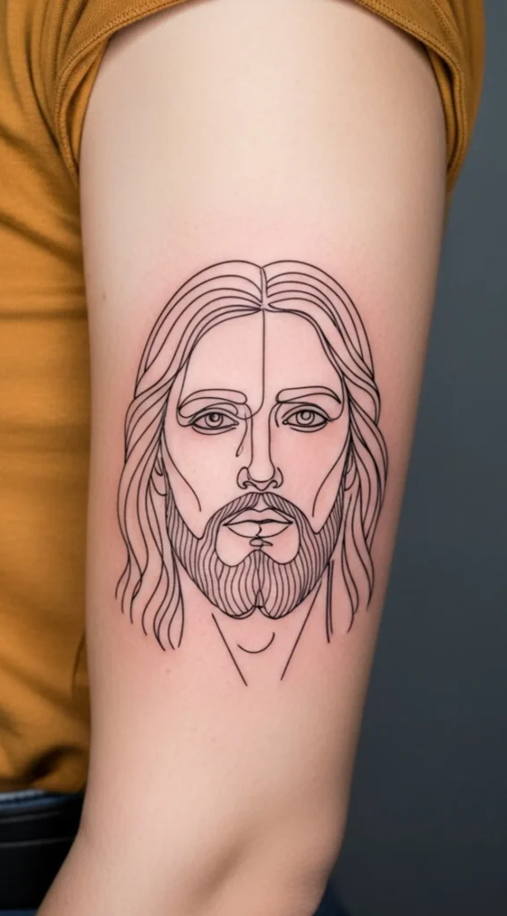 Minimal Line Jesus Face