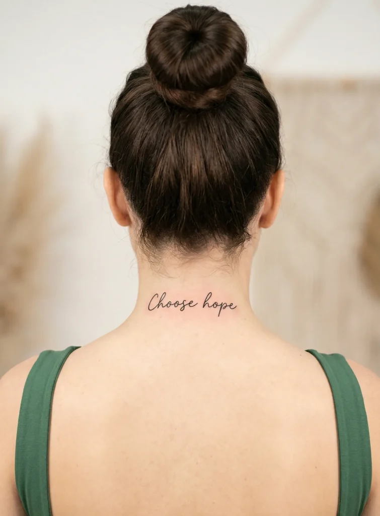 Minimal Quote on Back of Neck