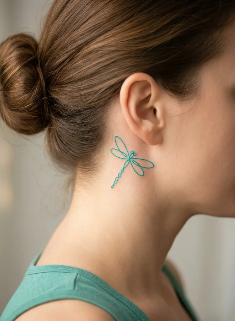 Minimal Single Line Dragonfly Sketch