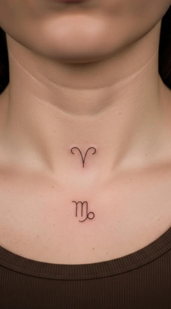 Minimal Zodiac Glyph Under Collarbone