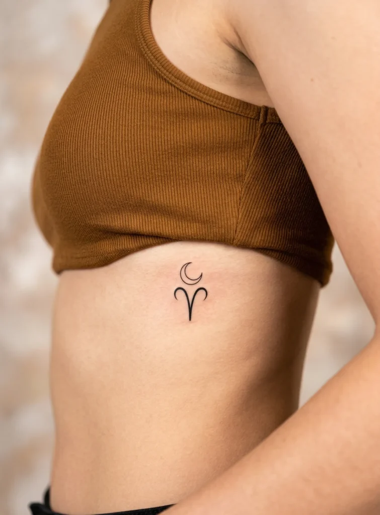 Minimal Zodiac with Crescent Moon on Rib