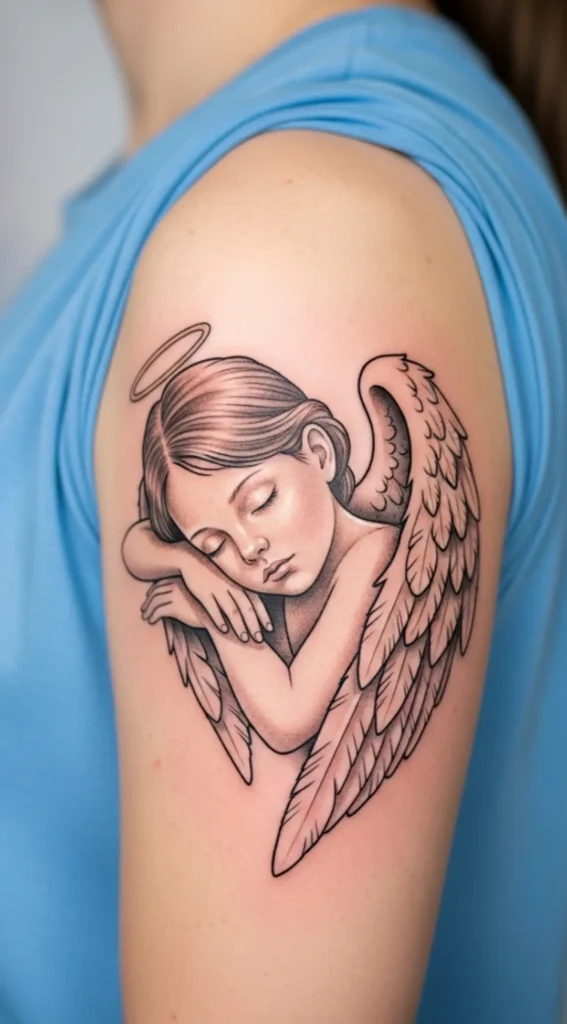 Peaceful Sleeping Angel Tattoo