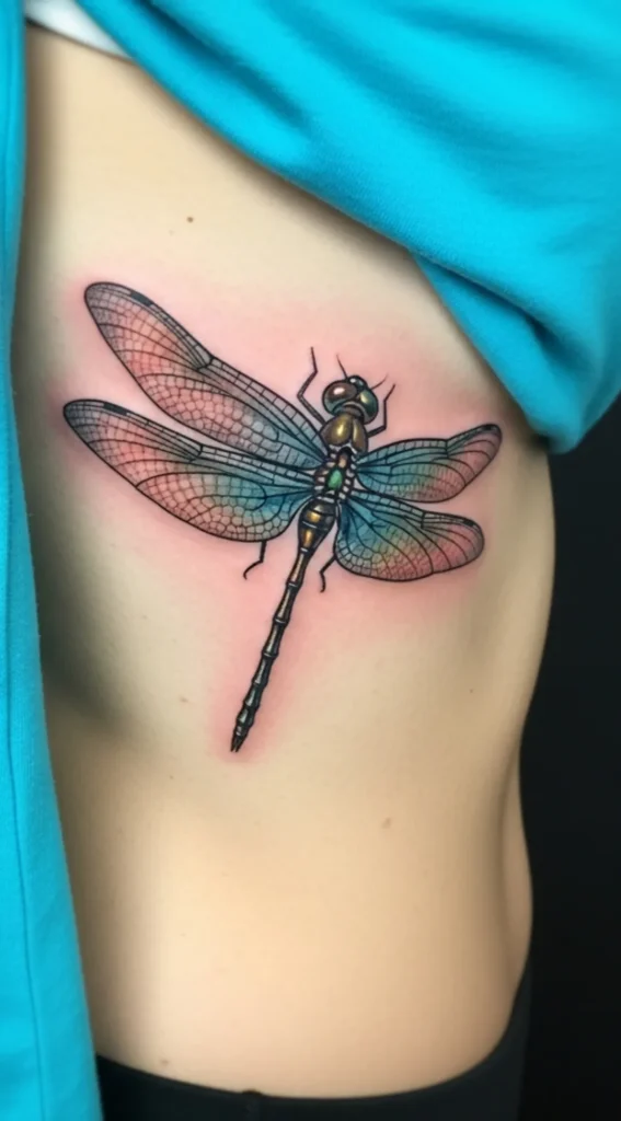 Realistic Dragonfly on Side Rib