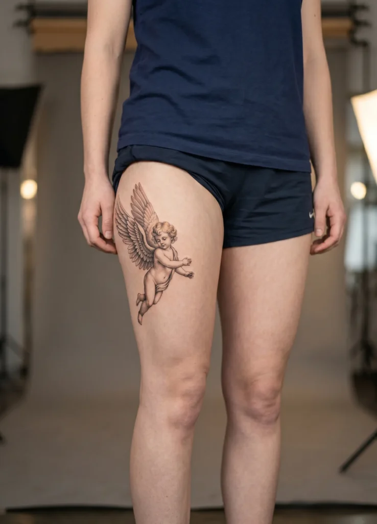 Renaissance Style Cherub with Detailed Wings