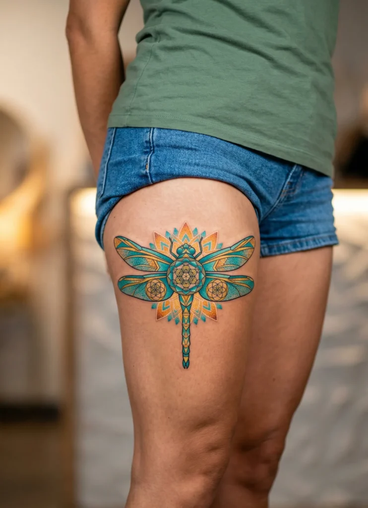 Sacred Geometry Dragonfly with Mandala Core