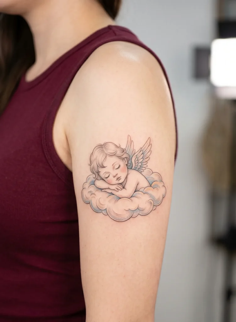 Sleeping Baby Angel on Cloud