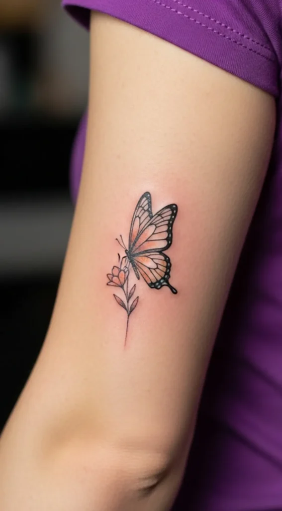 Small Butterfly Hidden Tattoo on Inner Arm
