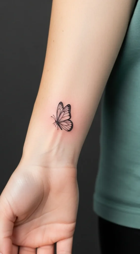 Small Butterfly Hidden Tattoo on Inner Wrist