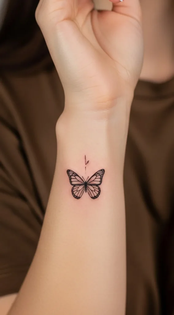 Small Butterfly Under Wrist Tattoo