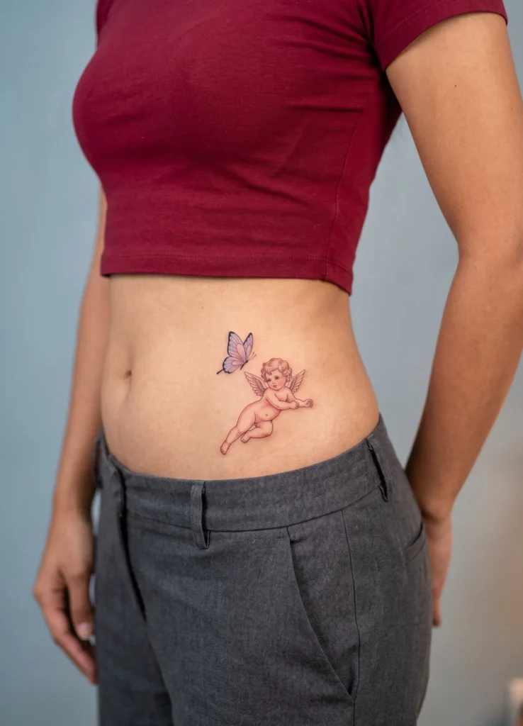 Small Cherub with Butterfly Nearby