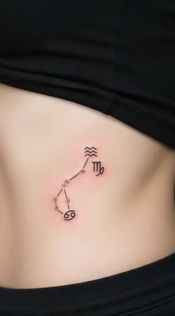 Small Constellation with Zodiac on Hip Side