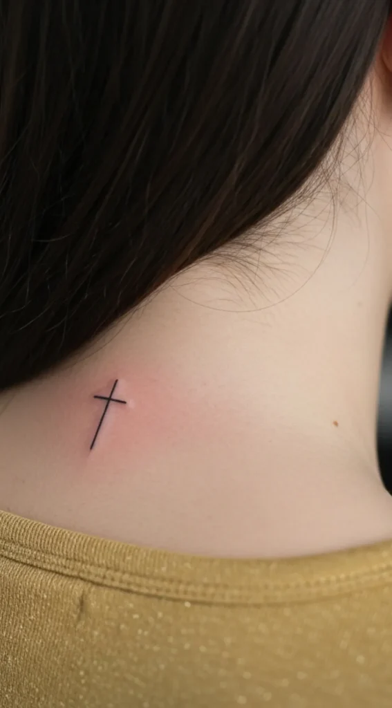 Small Cross Symbol Hidden Tattoo